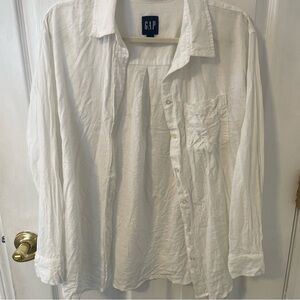 Gap rayon and linen blend white button up size small